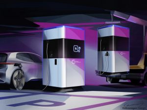 【新技術・インフラ】どこでもEVを充電! VW、最大15台分に対応する簡易式充電ステーション展開へ