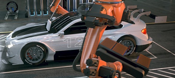 【話題】DTMが新しい電気自動車シリーズの構想を発表。産業用ロボがバッテリーを交換？