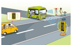 【話題・自動運転】川口市の自動運転バス実証実験に協力 電光掲示板を設置 接近を知らせて注意